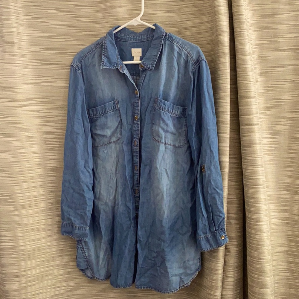 A button down denim shirt. It’s actually a size 3